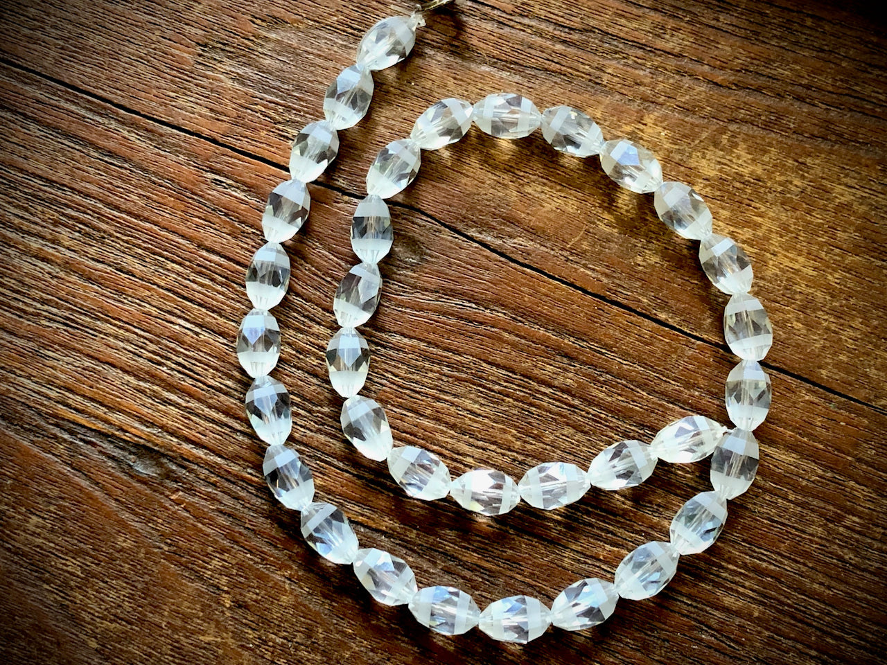 Crystal Orbits Faceted Rice Beads Strand - Ice Blue - 12mm x 8mm