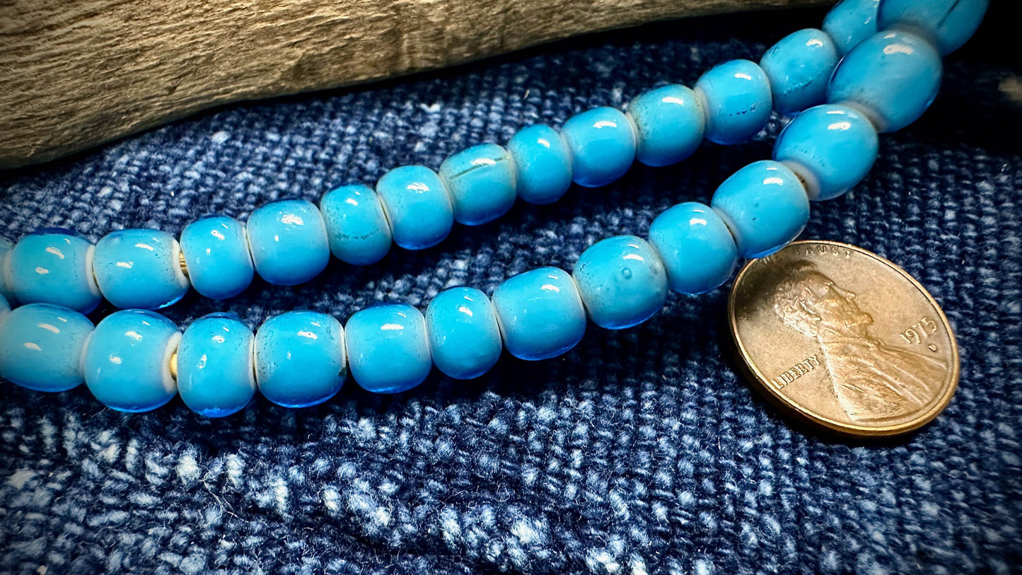 African Glass Bead Strand - 5mm x 7mm - 21"