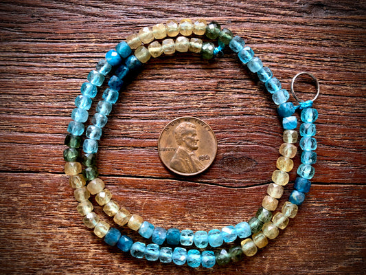 Apatite Faceted Cubes Strand - 4mm