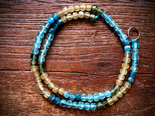 Apatite Faceted Cubes Strand - 4mm