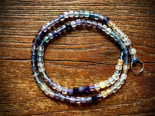 Fluorite Faceted Cubes Strand - 4mm