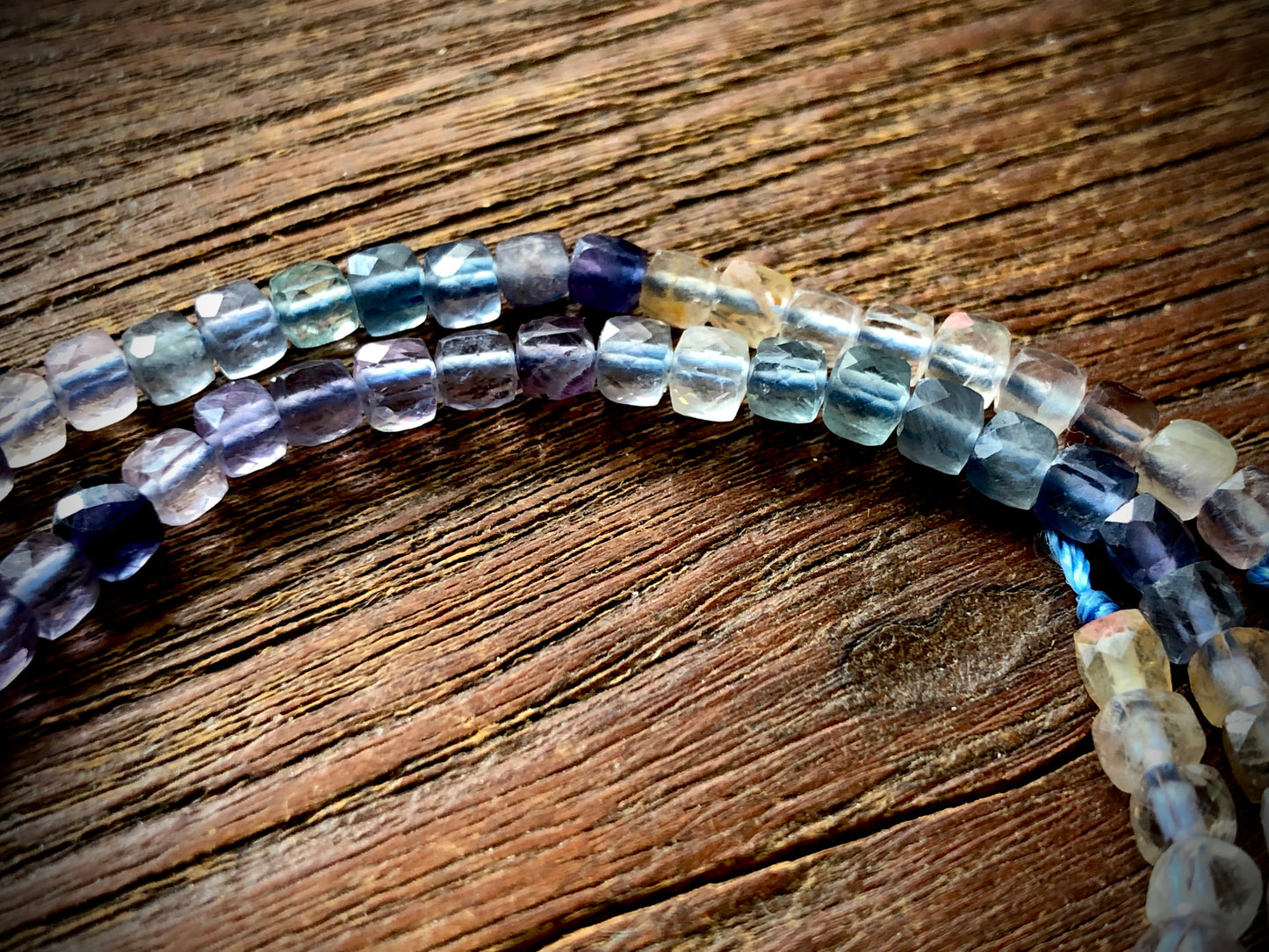 Fluorite Faceted Cubes Strand - 4mm