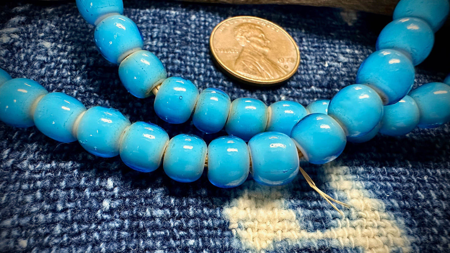 African Glass Bead Strand - 6mm x 8mm - 22"