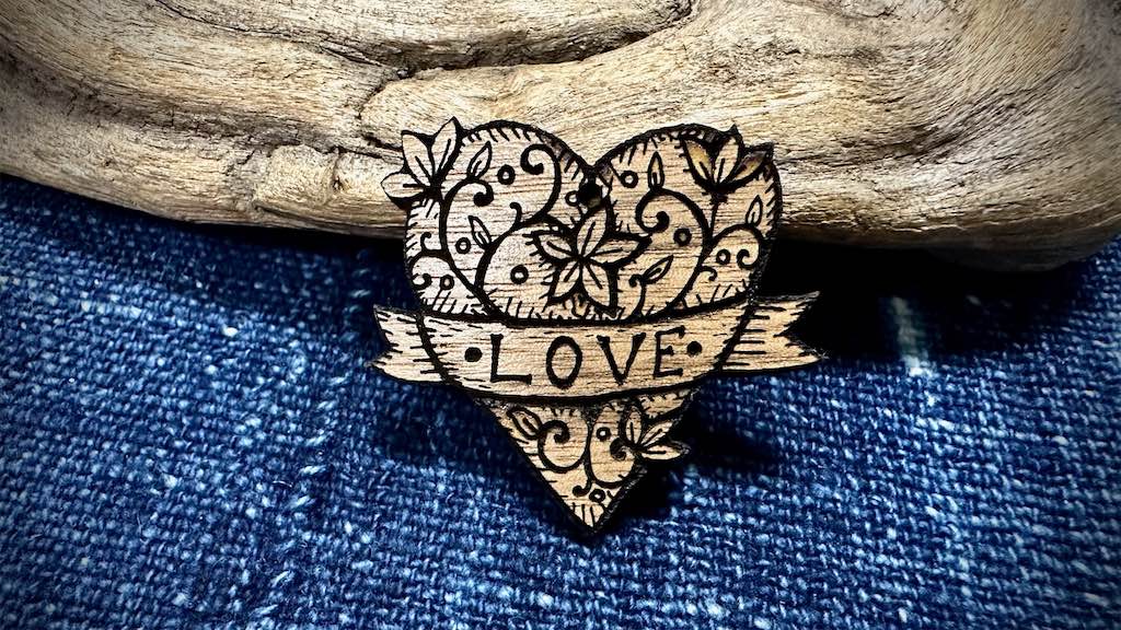 AG Wooden Pendant—Love Heart
