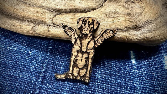 AG Wooden Pendant—Angel Puppy