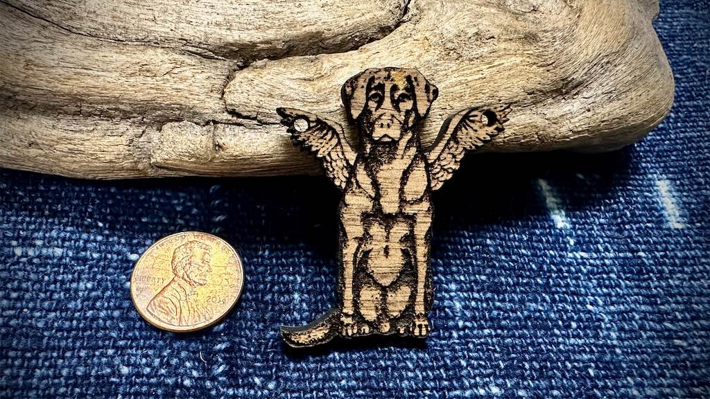 AG Wooden Pendant—Angel Puppy