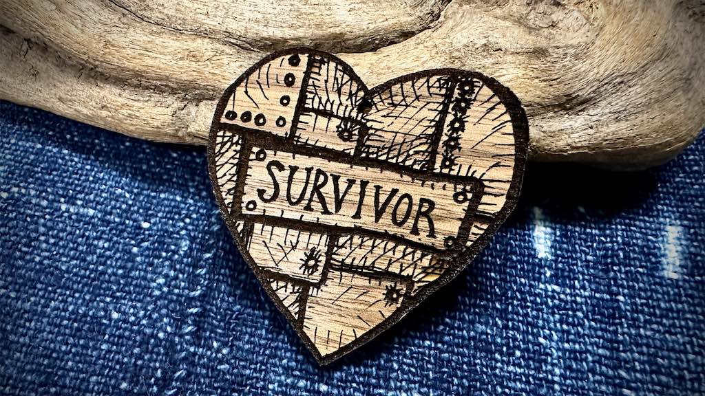 AG Wooden Pendant—Survivor Heart
