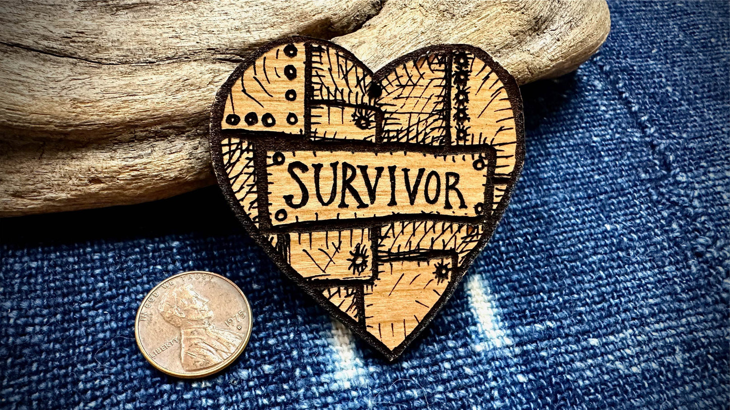 AG Wooden Pendant—Survivor Heart