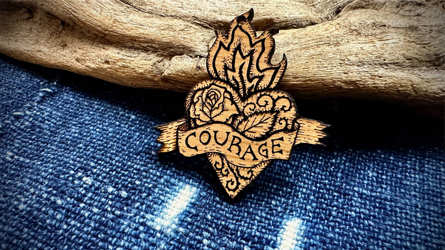 AG Wooden Pendant—Courage Heart