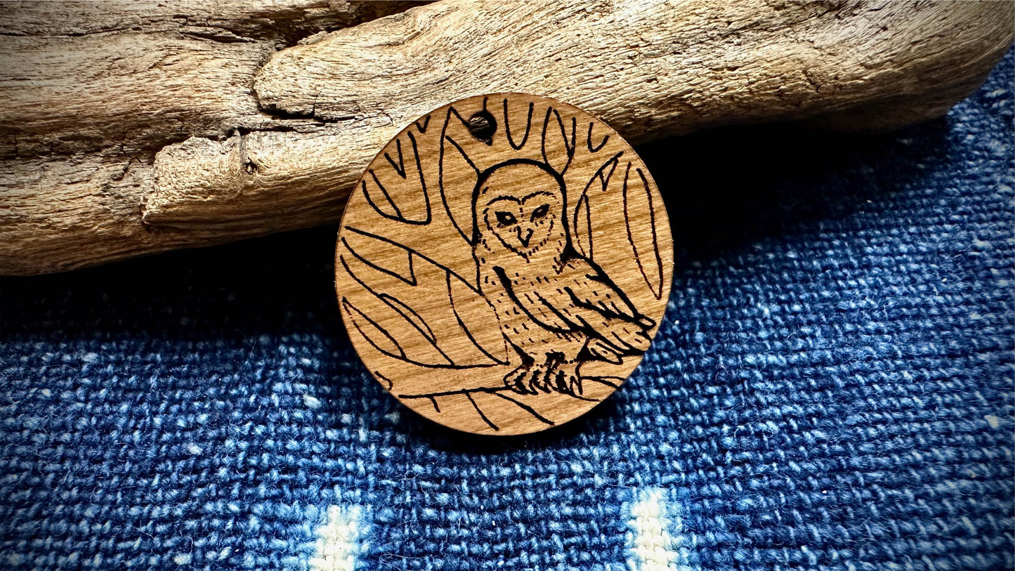 AG Wooden Pendant—Owl in Tree