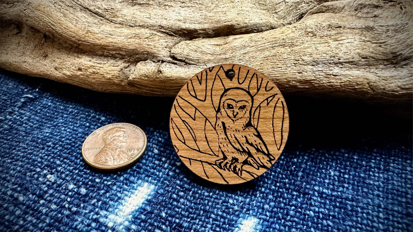 AG Wooden Pendant—Owl in Tree