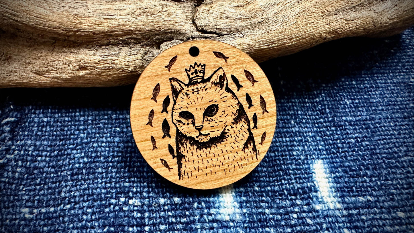 AG Wooden Pendant—King Kitty