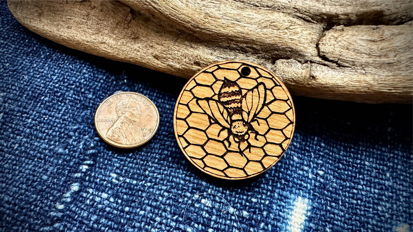 AG Wooden Pendant—Bee on Honeycomb