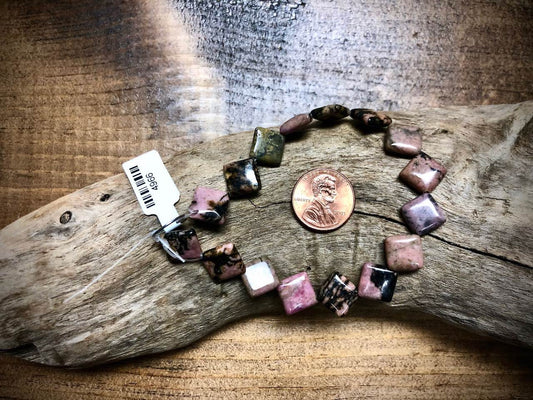 Rhodonite Diamond Bead Strand - 10mm - 8"