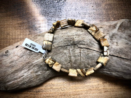 Picture Jasper Square Bead Strand - 10mm - 8"