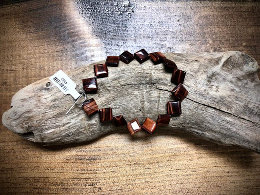 Red Tiger Eye Diamond Bead Strand - 10mm - 8"