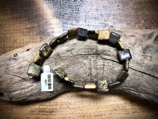 Paint Brush Jasper Square Bead Strand - 10mm - 8"