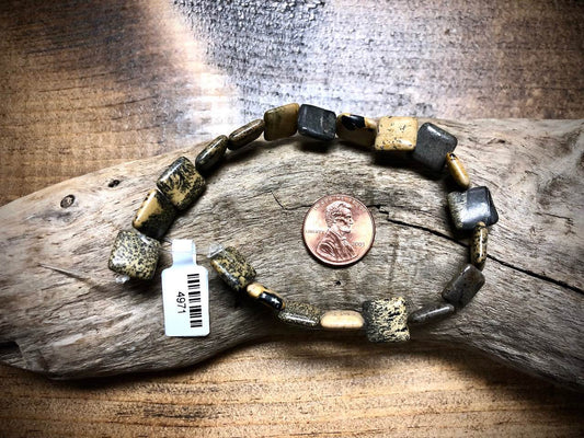 Paint Brush Jasper Square Bead Strand - 10mm - 8"