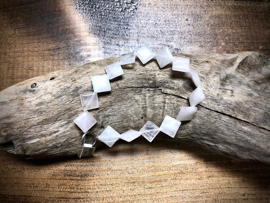 Rose Quartz Diamond Bead Strand - 10mm - 8"