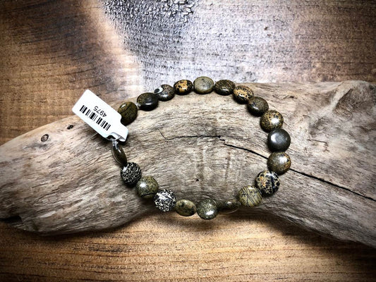 Paint Brush Jasper Coin Bead Strand - 10mm - 8"