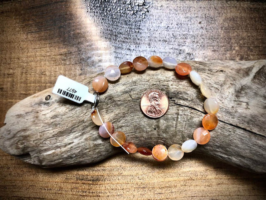 Carnelian Faceted Coin Bead Strand - 10mm - 8"