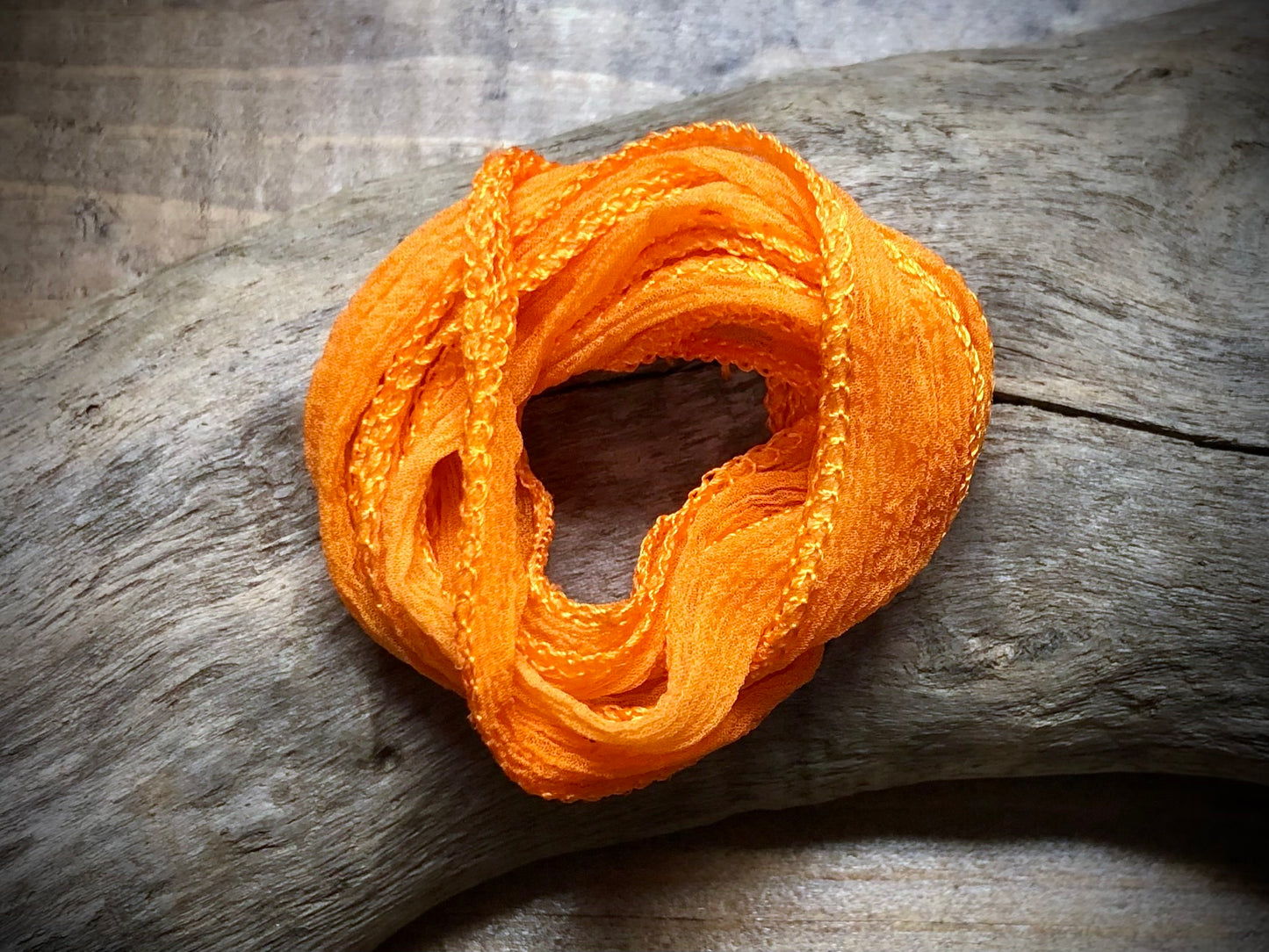 Side-Stitched Silk Ribbon - Bright Orange