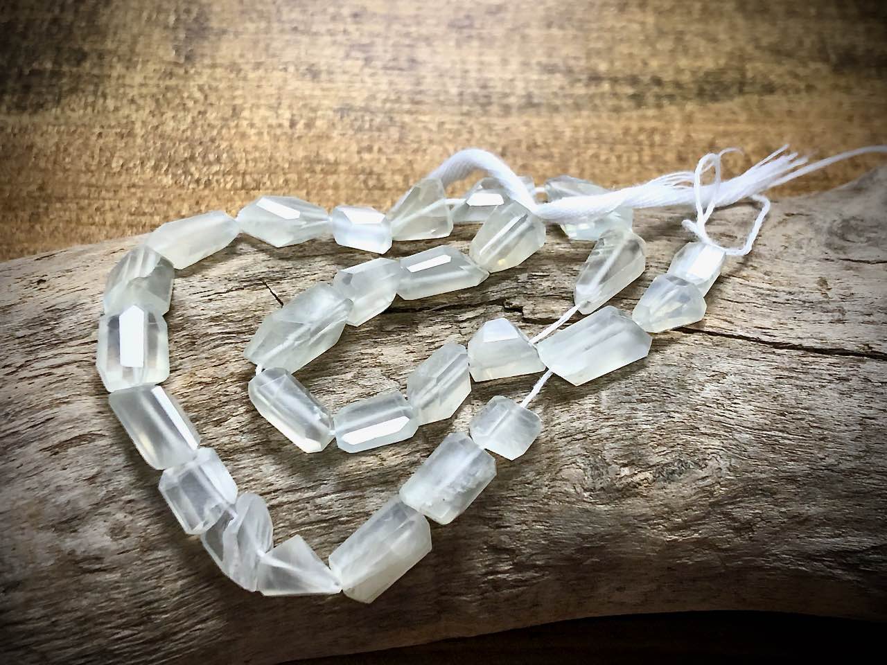 Moonstone Faceted Nuggets Bead Strand - 10"