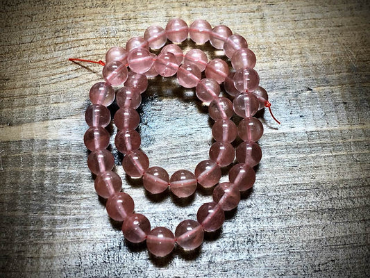 Cherry "Quartz" Glass Rounds Bead Strand - 8mm - 15"
