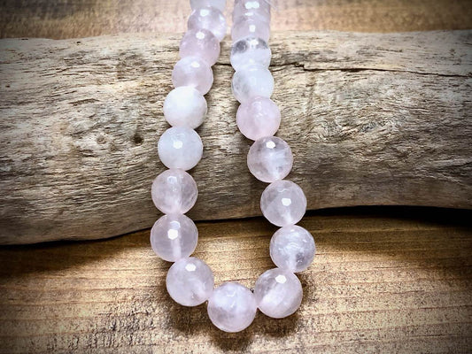 Rose Quartz (Dyed) Faceted Rounds Bead Strand - 10mm - 8"