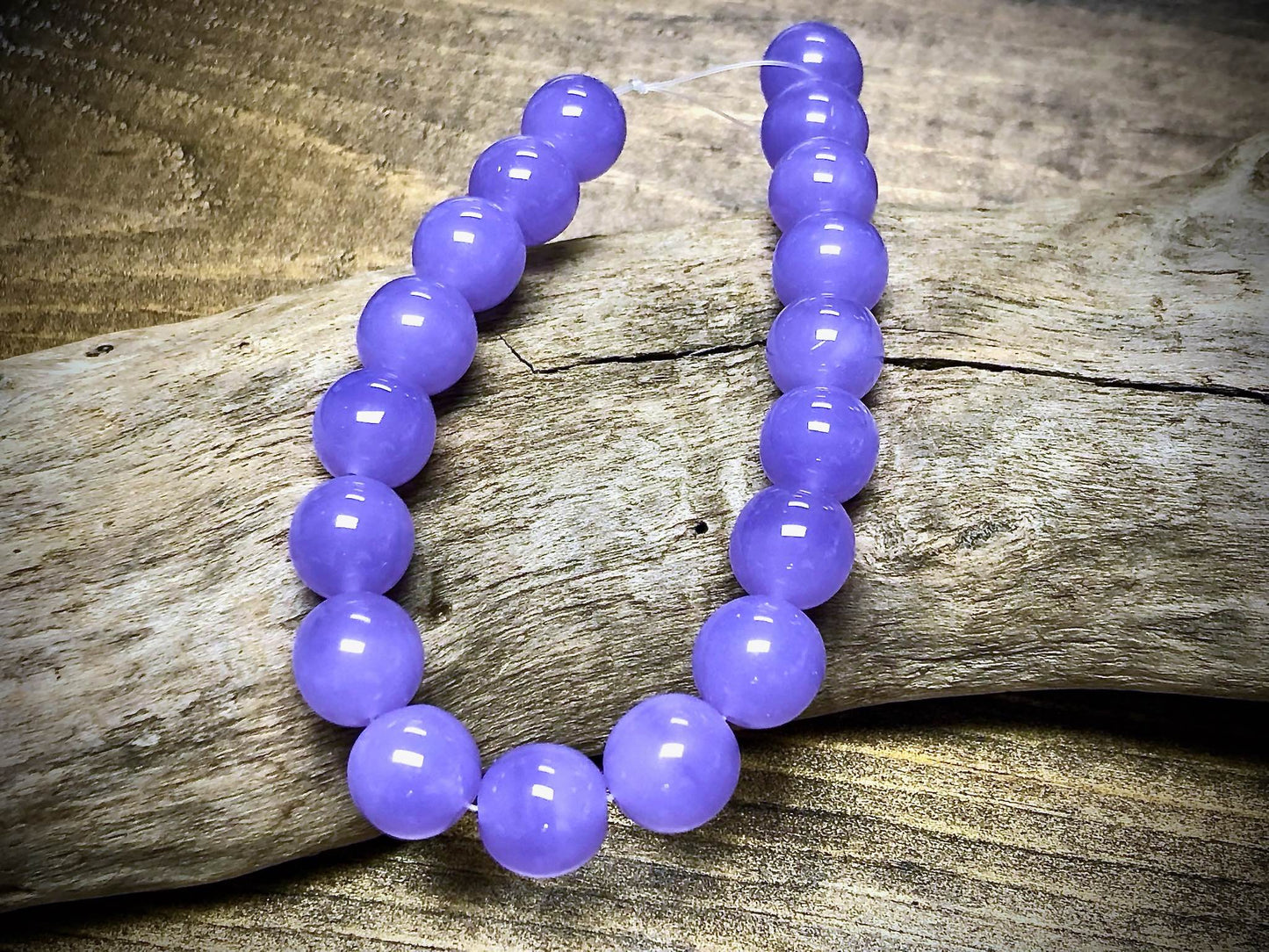 Light Purple Druk Beads Czech Glass Strand - 12mm