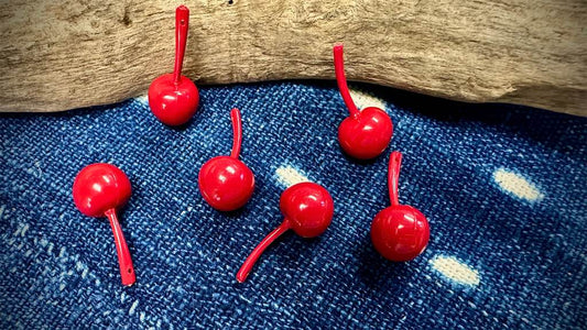 German Resin Bead Strand - Cherries - Red - 31mm x 15mm