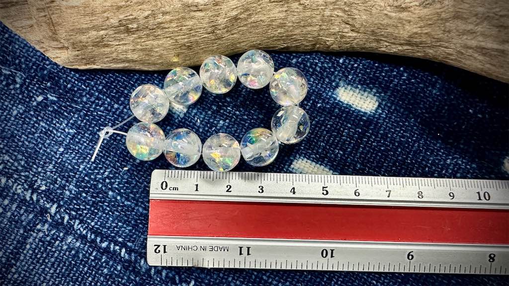 Italian Polyester Bead Strand - Glitter Round - Crystal Confetti - 12mm