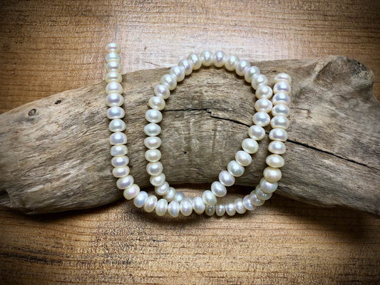 Old-Stock, Vintage Freshwater Pearls - 8mm x 5mm - 16”