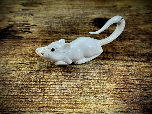 Hand-Carved Bone Mouse Sculpture #4