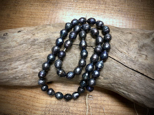 Old-Stock, Vintage Faceted Freshwater Pearls - 10mm x 7mm - 16”