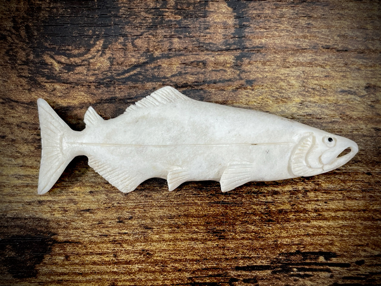 Hand-Carved Antler Salmon Pendant