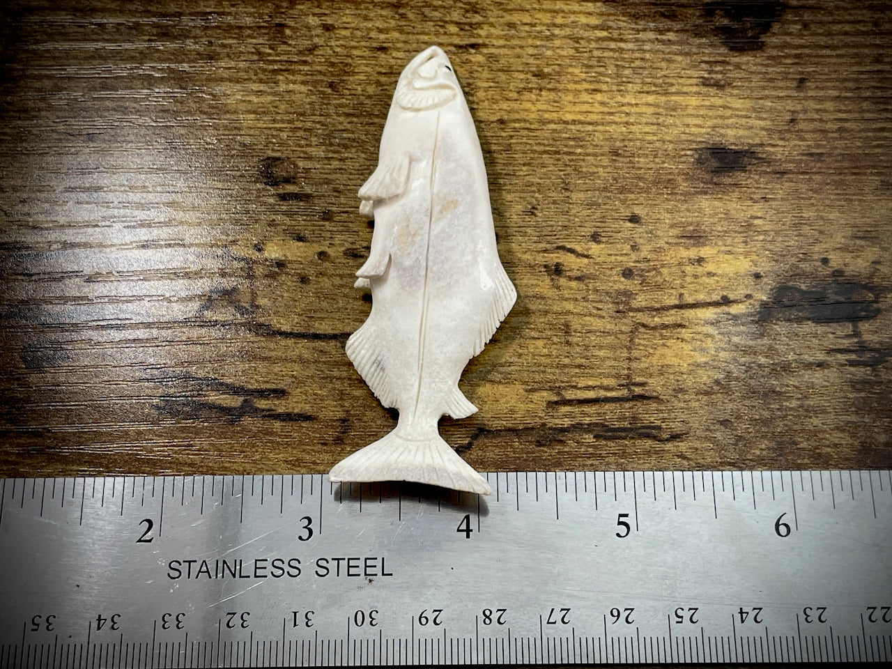 Hand-Carved Antler Salmon Pendant