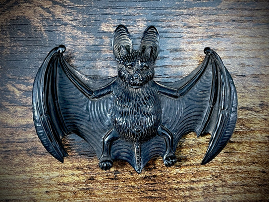 Hand-Carved Jet Bat Pendant #2