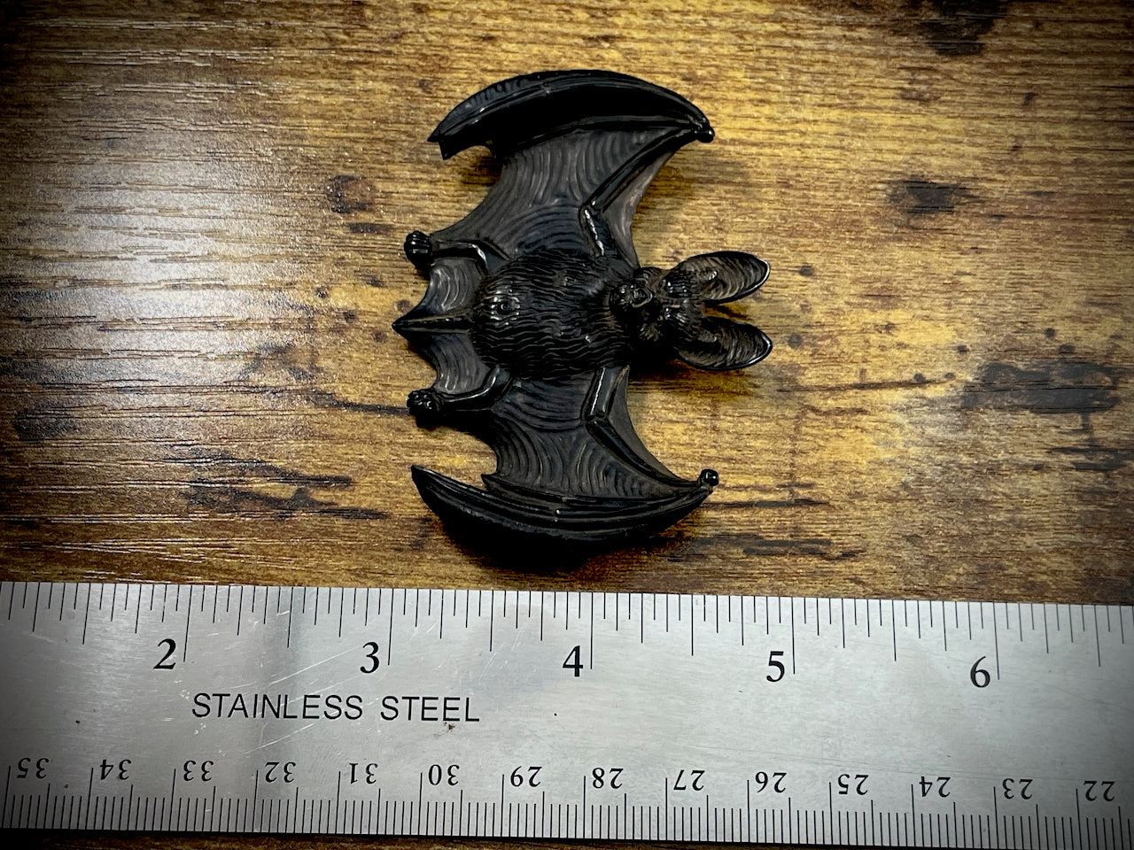 Hand-Carved Jet Bat Pendant #2