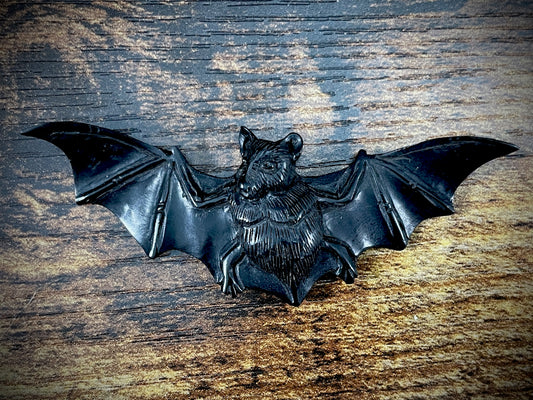 Hand-Carved Jet Bat Pendant #3