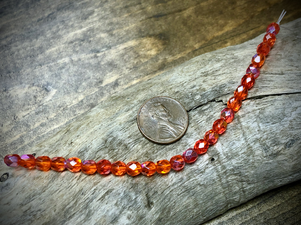 Czech Glass Fire Polished Bead Strand - Faceted Rounds - 5mm - 5”