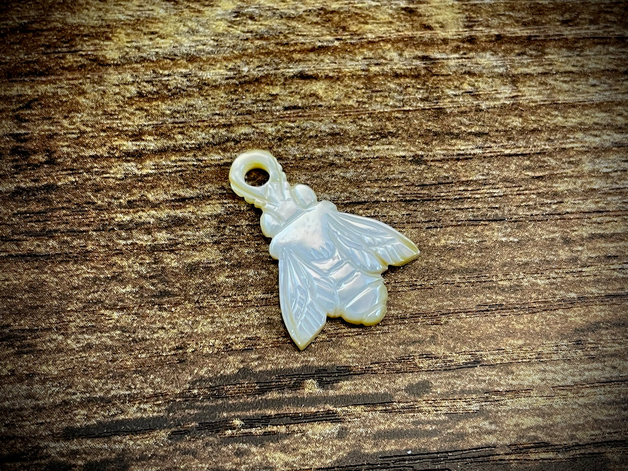 Hand-Carved Mother of Pearl/Shell Bee Charm #4