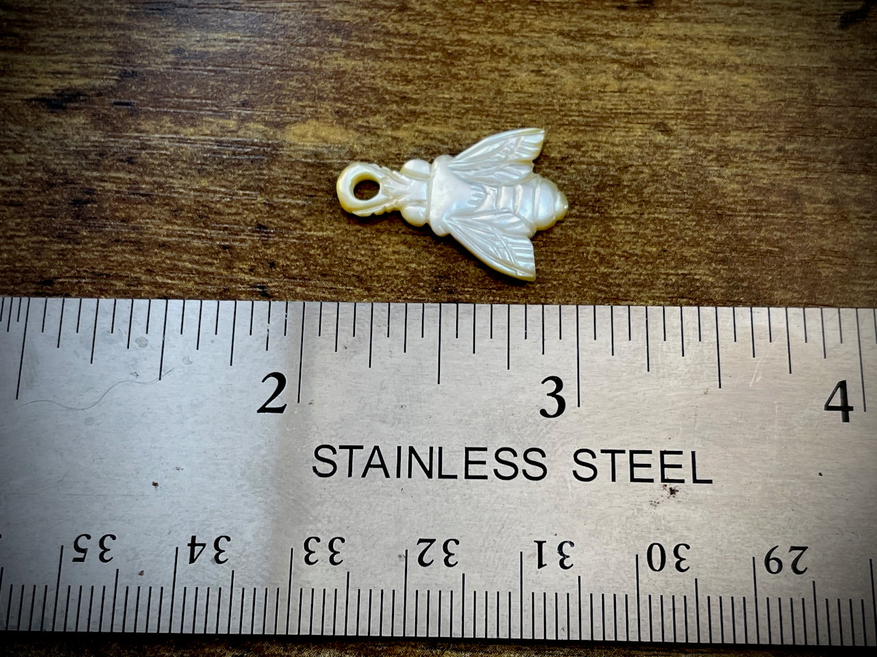 Hand-Carved Mother of Pearl/Shell Bee Charm #4