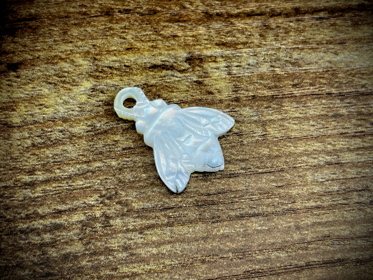 Hand-Carved Mother of Pearl/Shell Bee Charm #5