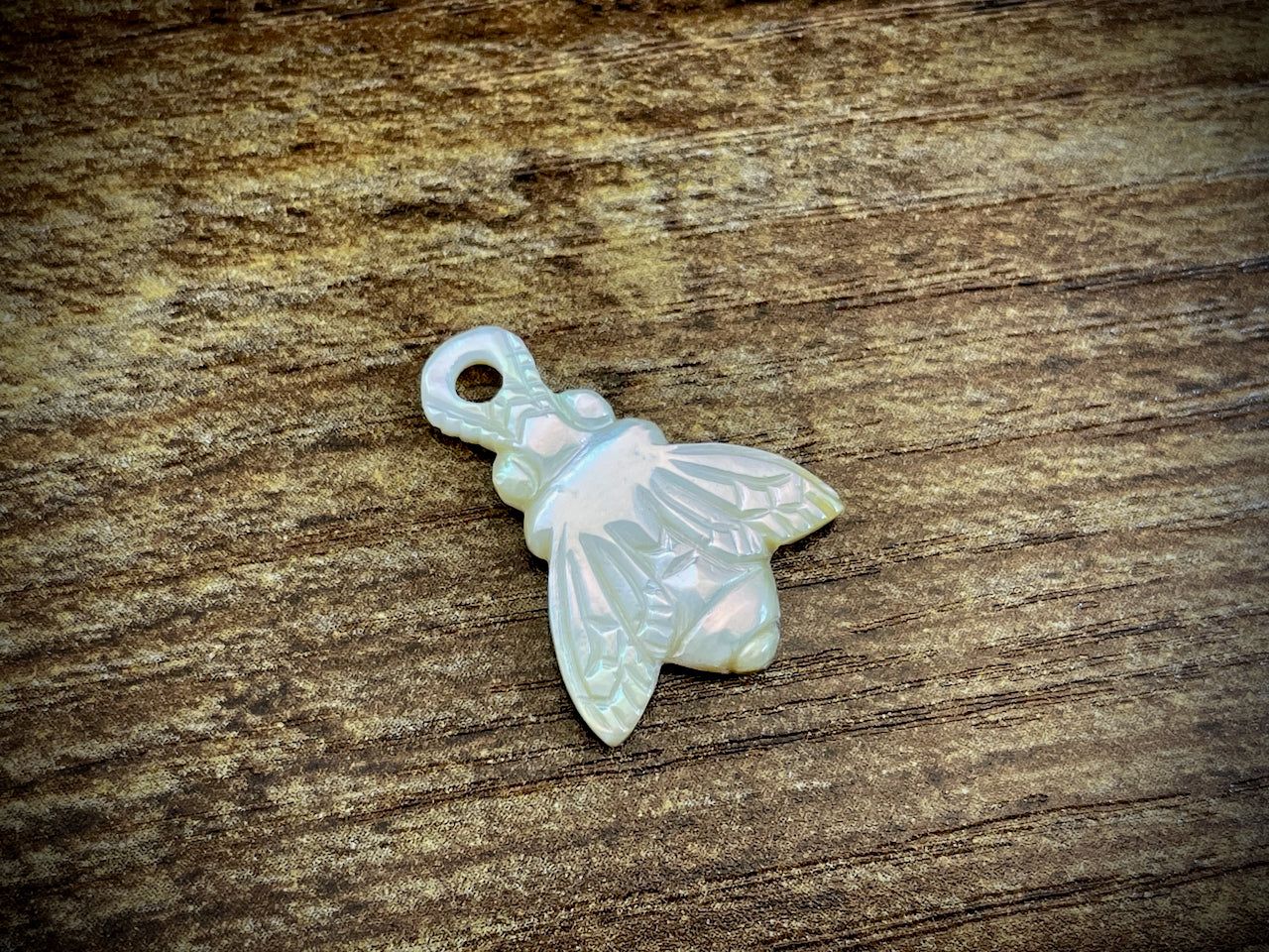 Hand-Carved Mother of Pearl/Shell Bee Charm #7