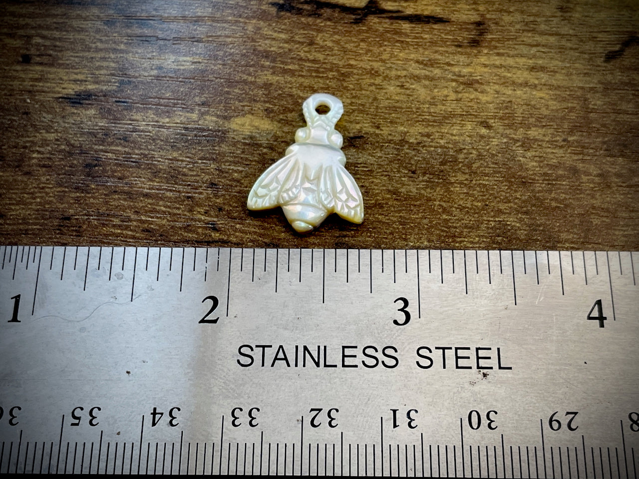 Hand-Carved Mother of Pearl/Shell Bee Charm #7