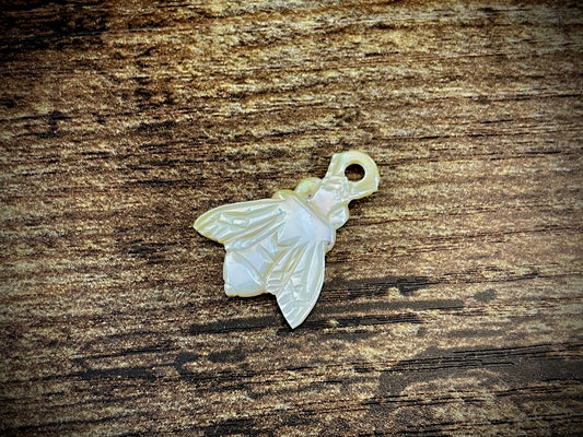 Hand-Carved Mother of Pearl/Shell Bee Charm #12