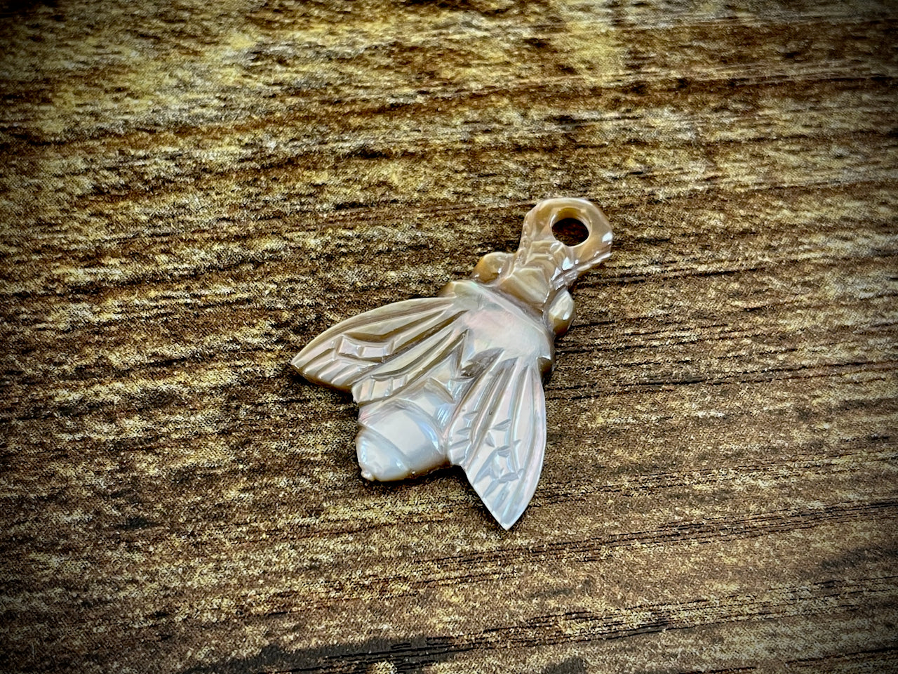 Hand-Carved Mother of Pearl/Shell Bee Charm #15