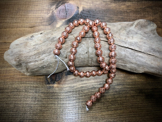 Electro-Coated Lava Bead Strand - Copper - 8mm - 16”