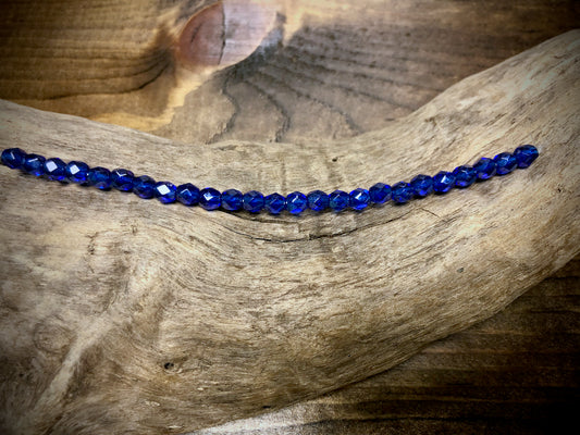 Czech Glass Fire Polished Bead Strand - Faceted Rounds - 5mm - 5”